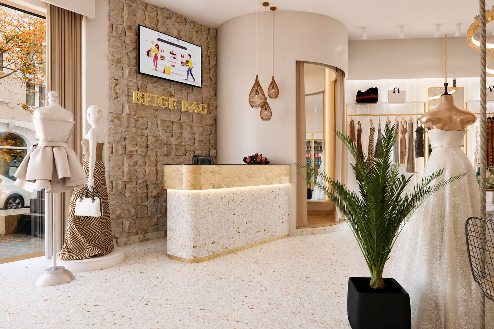 beige bag  reception
